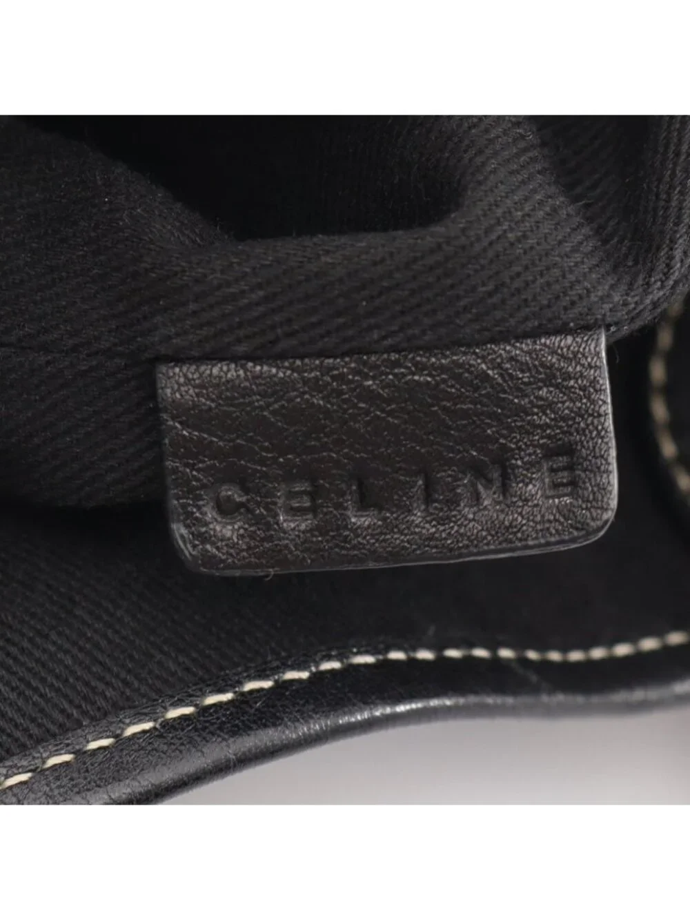 Celine Tote Macadam Gray Black Canvas Leather Paris